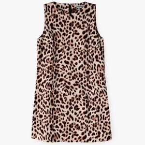 Prosperina Emily Shift Dress Leopard Print Cotton Brown Size XS